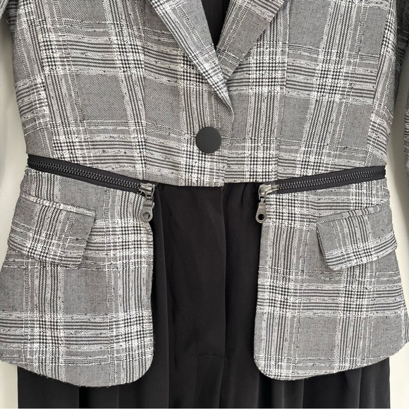 Story. Modesto long sleeve plaid tweed blazer midi dress vintage Inspired style - Picture 5 of 10